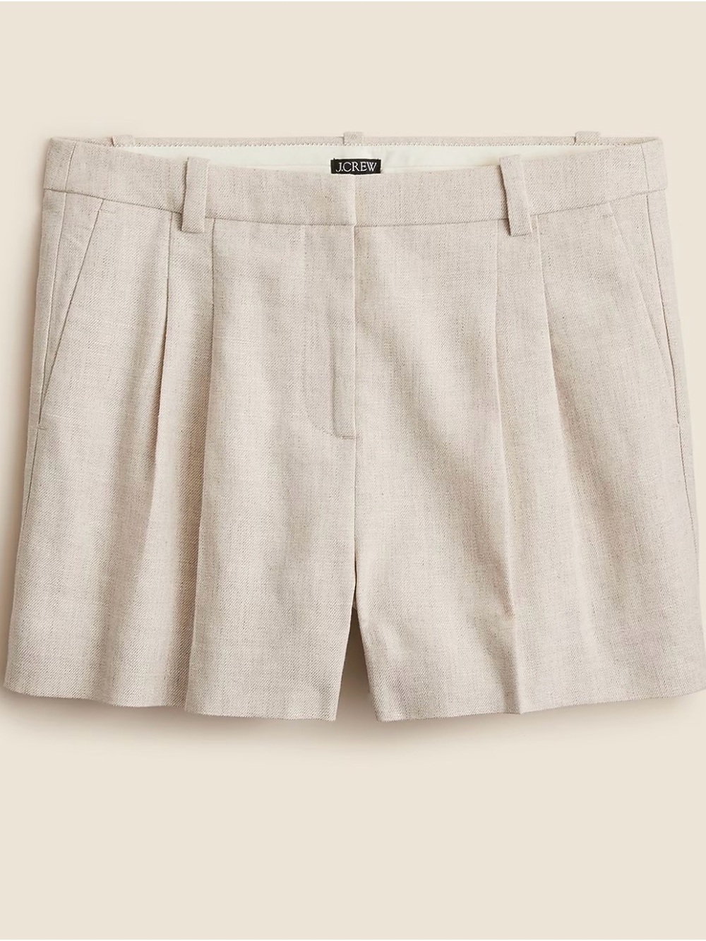 NWT J.Crew Lucia Shorts Linen Flax Ivory Pleated Tailored Women's Size 12 Preppy